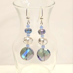 Handmade Purple and Green Luster Glass Earrings